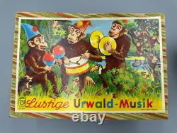 1950s WIND UP TOY Cymbals MUSICIAN MONKEY Urwald-Musik WORKS Germany Vintage BOX