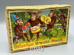 1950s WIND UP TOY Cymbals MUSICIAN MONKEY Urwald-Musik WORKS Germany Vintage BOX