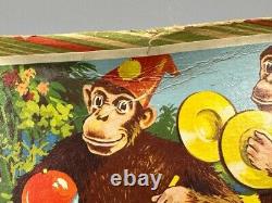 1950s WIND UP TOY Cymbals MUSICIAN MONKEY Urwald-Musik WORKS Germany Vintage BOX