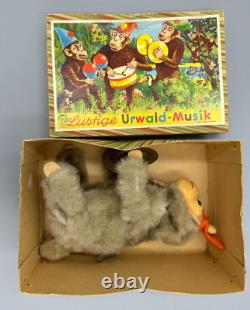 1950s WIND UP TOY Cymbals MUSICIAN MONKEY Urwald-Musik WORKS Germany Vintage BOX