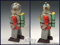 1955 Nomura SPACE COMMANDO with SCARCE HELMETBrilliant Tin Litho Wind Up Robot