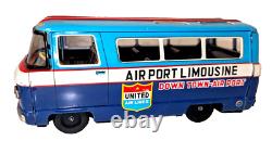 1960'S Vintage Taiyo Japan Tin friction toy United Airlines Airport Limousine