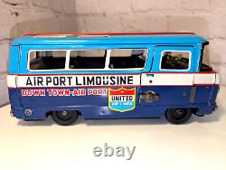 1960'S Vintage Taiyo Japan Tin friction toy United Airlines Airport Limousine
