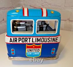 1960'S Vintage Taiyo Japan Tin friction toy United Airlines Airport Limousine