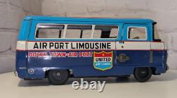 1960'S Vintage Taiyo Japan Tin friction toy United Airlines Airport Limousine
