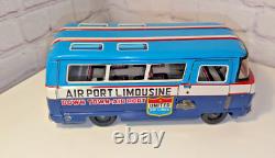 1960'S Vintage Taiyo Japan Tin friction toy United Airlines Airport Limousine
