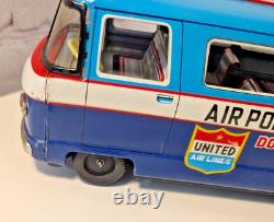 1960'S Vintage Taiyo Japan Tin friction toy United Airlines Airport Limousine