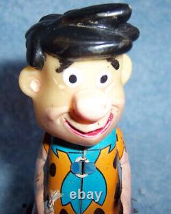 1962 Linemar Tin Wind-up toy-Fred Flintstone on Dino, Japan