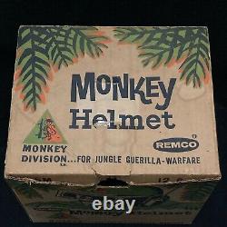 1964 Remco Monkey Division MONKEY HELMET in original BOX & Custom Wall Display