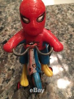1968 Vintage Marvel Marx Wind Up Spider-Man Tricycle Toy