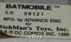 1989 Vintage Batmobile 20 1/10 Richmans toys, Motor Works. Needs Other Work