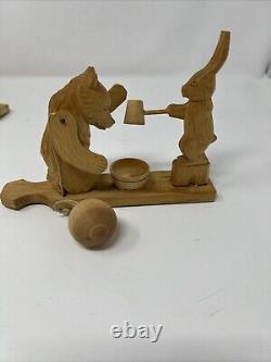 (20) Vintage Hand-Carved Wooden Mechanical Toys Moveable Toys Russian Folk Art