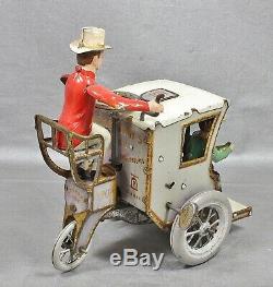 20s Lehmann Li La cab with driver, dog-COMPLETE, ORIGINAL, WORKING. NICE TOY