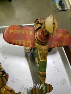 2 Vintage, Louis Marx Tin Toy Popeye & Airplane