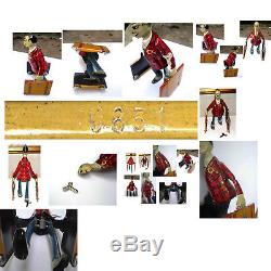 2 Vintage Tin Toys- Occupied Japan Tin Wind Up Skier+suitcase Man-both Work