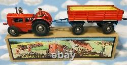 40's 50's TRACTOR n TRAILER Original Box / paint GAMA WINDUP DRGM