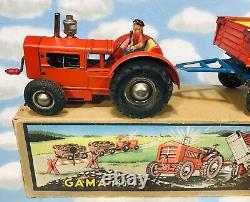 40's 50's TRACTOR n TRAILER Original Box / paint GAMA WINDUP DRGM