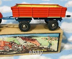 40's 50's TRACTOR n TRAILER Original Box / paint GAMA WINDUP DRGM