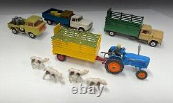 4 Vintage Corgi Toys Agricultural Tractor with Trailer, Jeep, Dodge Kew Beast Carr