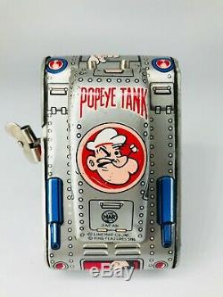 50s Linemar Popeye Turnover Tank Vintage Tin Wind up Toy Japan