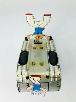 50s Linemar Popeye Turnover Tank Vintage Tin Wind up Toy Japan