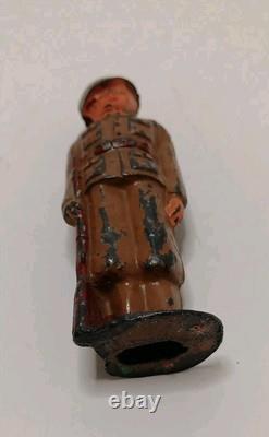 5 VTG Metal Toys 2 Cars, 1 Red/Yellow Truck, 1 Train, 1 Soldier SEE PICS+DESCRIPT