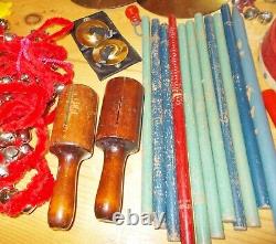 60+ Vintage Lot Plastic wood metal Musical Instruments Noisemakers Toys