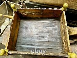 ANTIQUE CHILD'S WHEELBARROW Wood Hand Painted Primitive