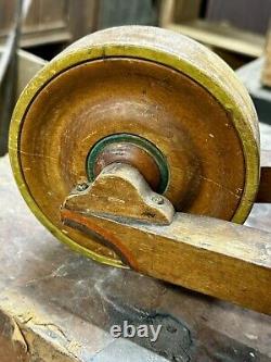 ANTIQUE CHILD'S WHEELBARROW Wood Hand Painted Primitive