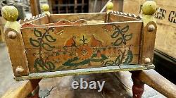 ANTIQUE CHILD'S WHEELBARROW Wood Hand Painted Primitive