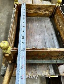 ANTIQUE CHILD'S WHEELBARROW Wood Hand Painted Primitive