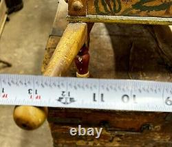 ANTIQUE CHILD'S WHEELBARROW Wood Hand Painted Primitive