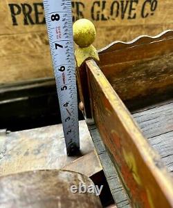 ANTIQUE CHILD'S WHEELBARROW Wood Hand Painted Primitive