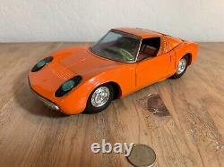 ASAKUSA Japanese Battery Powered 1967 LAMBORGHINI MIURA Vintage Toy Working