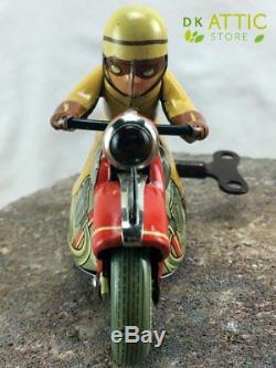 Amazing RARE Vintage Toy SCHUCO Tinplate Motorcycle 1006 Nº6 (US ZONE GERMANY)