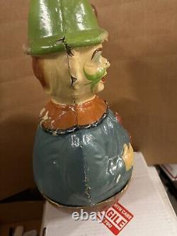 Antique 14 1/2 Schoenhut Roly Poly Clown Paper Mache Early 1900's