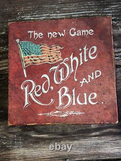 Antique 1890s J. W. S. &S. Bavaria Red White Blue Top & Marble Game In Original Box