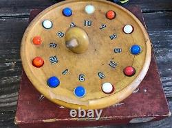 Antique 1890s J. W. S. &S. Bavaria Red White Blue Top & Marble Game In Original Box