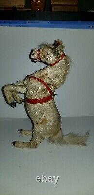 Antique 1920s Automaton Horse Toy Wind-up 100% Original/Complete with Real Fur
