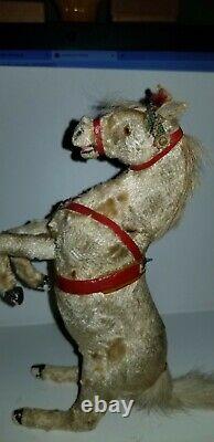 Antique 1920s Automaton Horse Toy Wind-up 100% Original/Complete with Real Fur