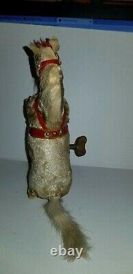 Antique 1920s Automaton Horse Toy Wind-up 100% Original/Complete with Real Fur