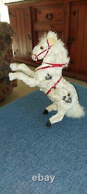 Antique 1920s Prancing Wind-up Horse Toy. Excellent Cond. With real fur