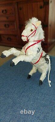 Antique 1920s Prancing Wind-up Horse Toy. Excellent Cond. With real fur