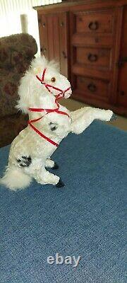 Antique 1920s Prancing Wind-up Horse Toy. Excellent Cond. With real fur