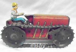 Antique 1930's Farm Fresh MARX Wind up Tin Litho Tractor & Farmer Winds and Runs