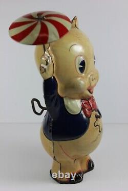 Antique 1939 Marx Leon Schlesinger Porky Pig Tin Litho Wind Up Simply Adorable