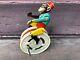 Antique ARNOLD Wind Up Tin Monkey on Gyro Wheel US ZONE GERMANY w Key Works