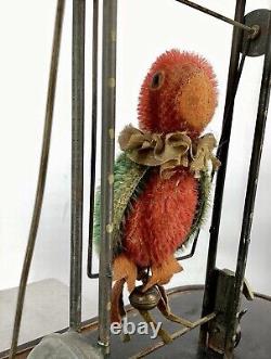 Antique AUTOMATON CLOCKWORK TOY PARROT Mechanical Windup