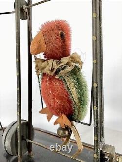 Antique AUTOMATON CLOCKWORK TOY PARROT Mechanical Windup