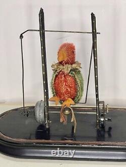 Antique AUTOMATON CLOCKWORK TOY PARROT Mechanical Windup